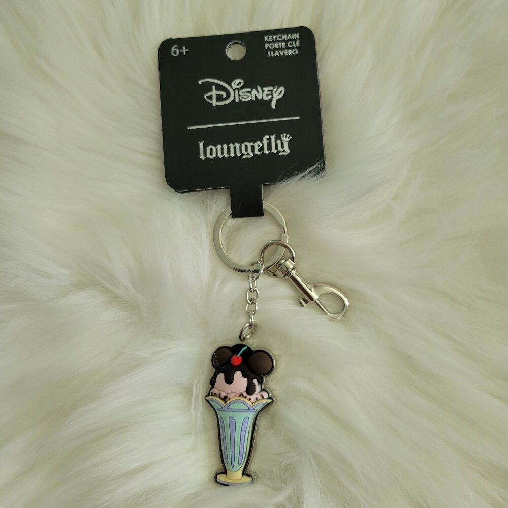 Disney Loungefly Mickey Ears Ice Cream Sundae Keychain
